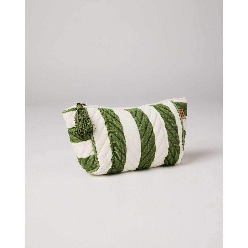 Kip&Co Moss Stripe Velvet Toiletry Bag image number 2
